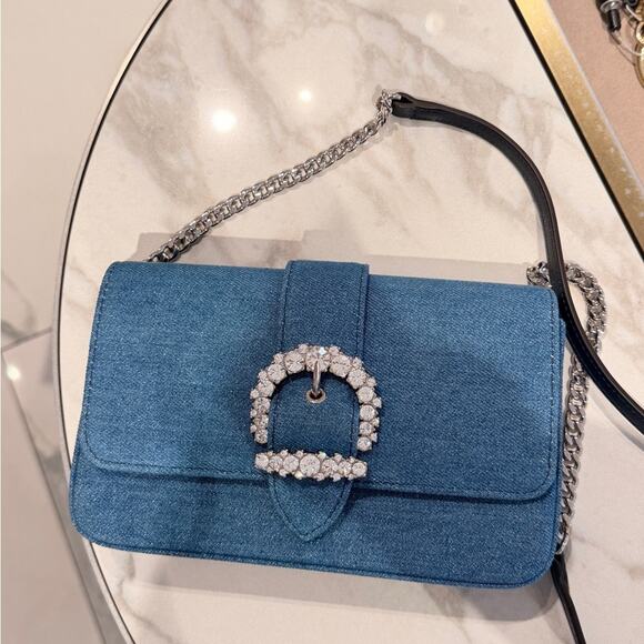 Jimmy Choo Cheri Shoulder Bag in Blue Denim - Picture 4 of 8